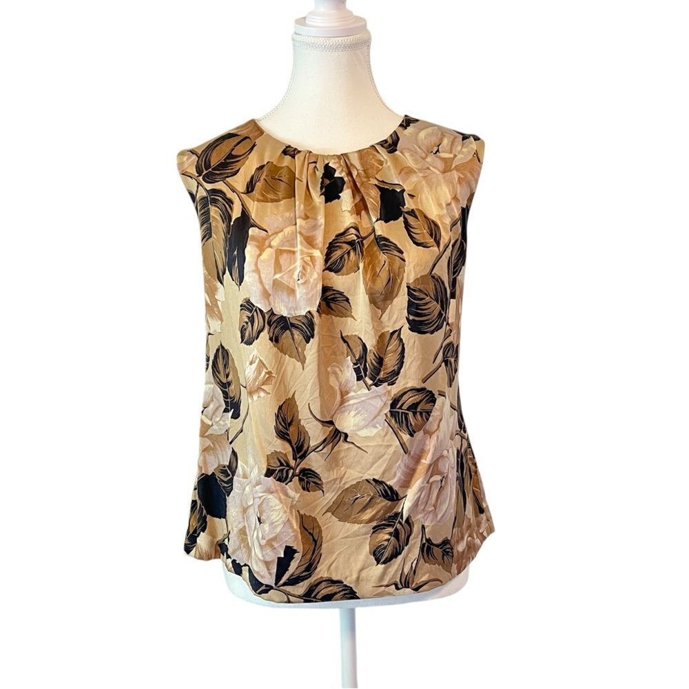 Talbots Floral Silk Blouse Top Size 6 Sleeveless